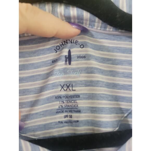 Johnnie-O  Declan Striped Top Shelf Performance Golf Polo Blue Mens Size 2XL - Picture 2 of 8